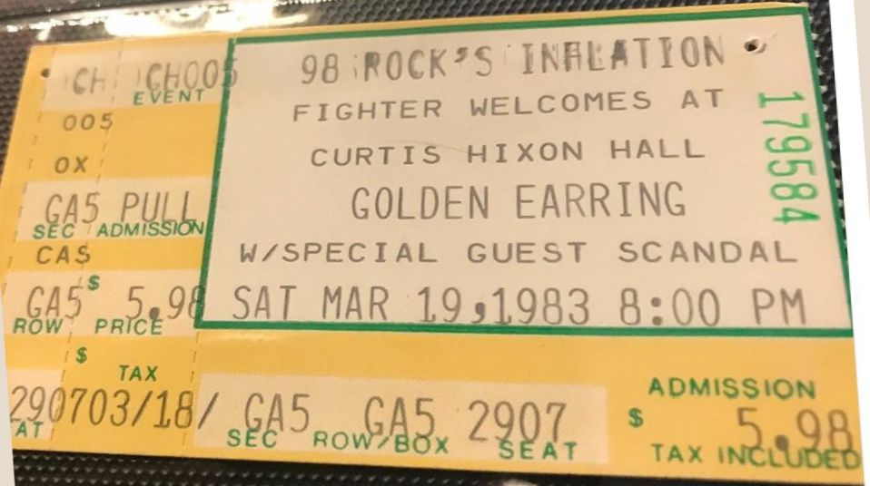 Golden Earring with Scandal show ticket found on Instagram